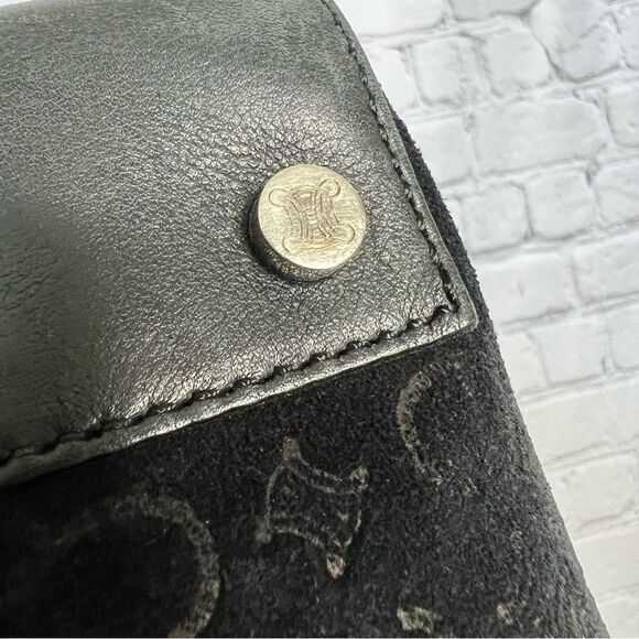 Vintage Celine black suede leather jacquard monogram tote bag - Picture 6 of 16